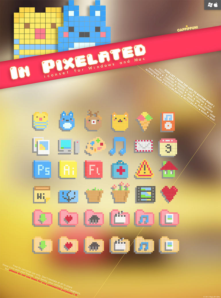 In Pixelated Icon Set by Cappippuni