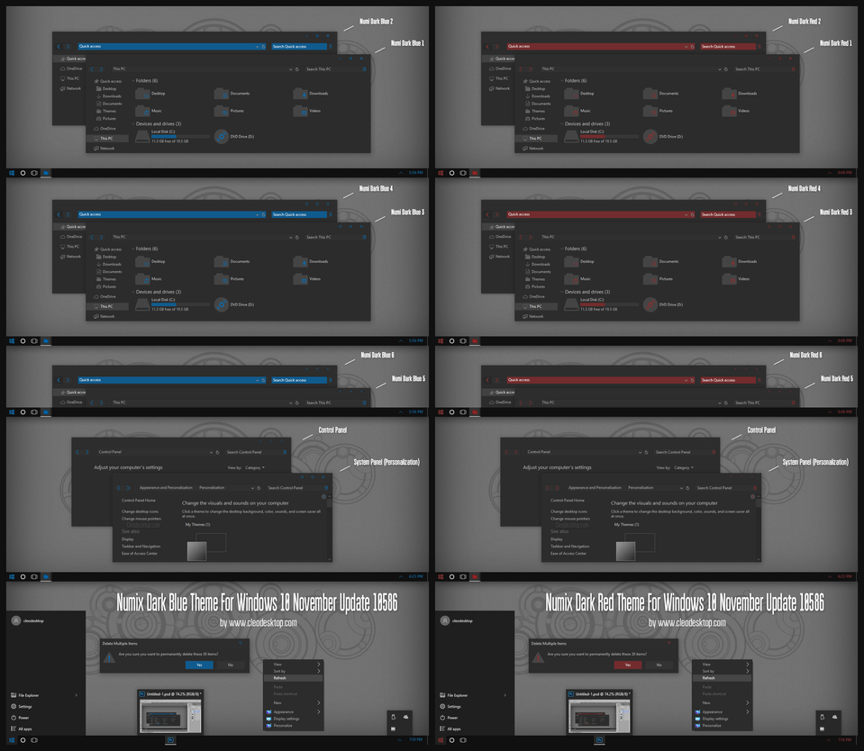 Numix Dark Blue and Red Theme For Win10
