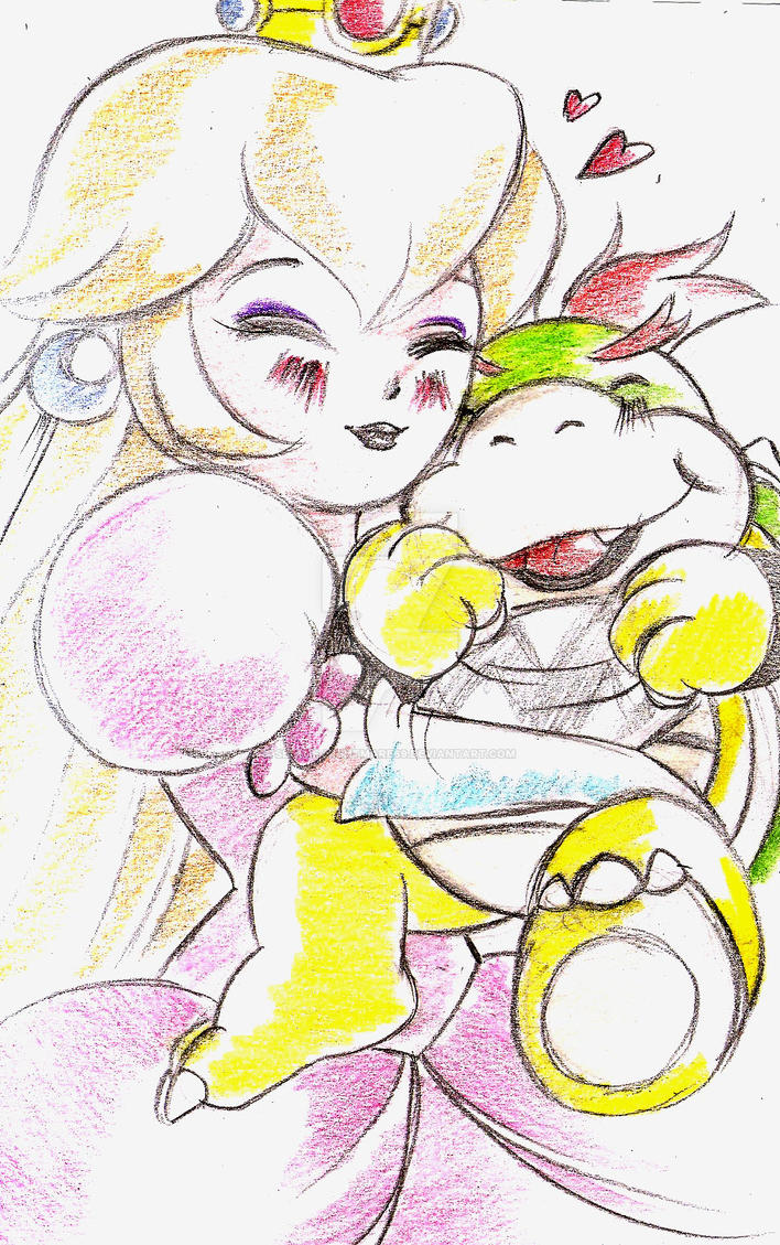 Princess Peach And Bowser Jr Sketch 2 By Selene